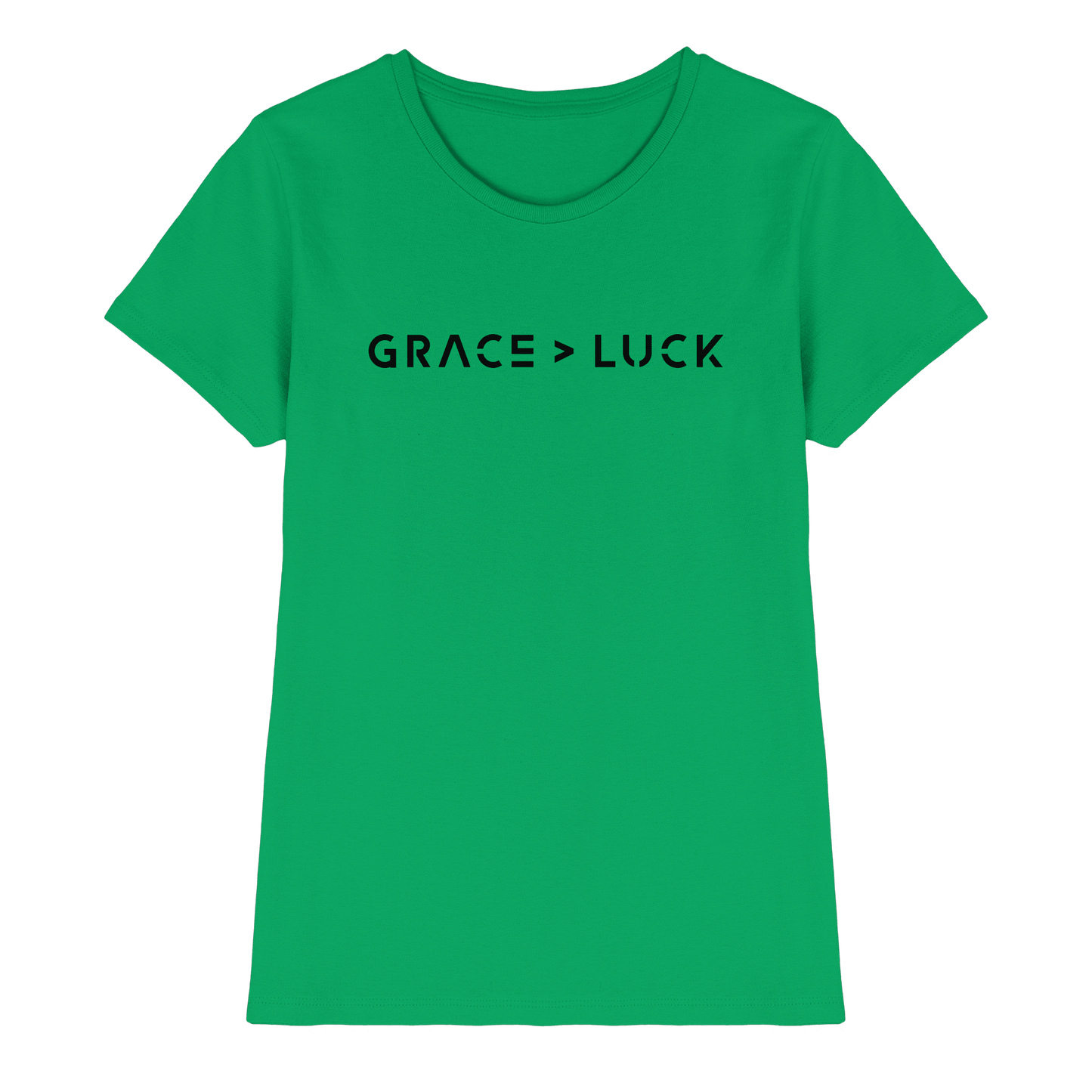 Grace > Luck | Christliches Design über Gottes Gnade - Ladies Premium Shirt - Lady-Shirts - Kelly Green - GfoitMa