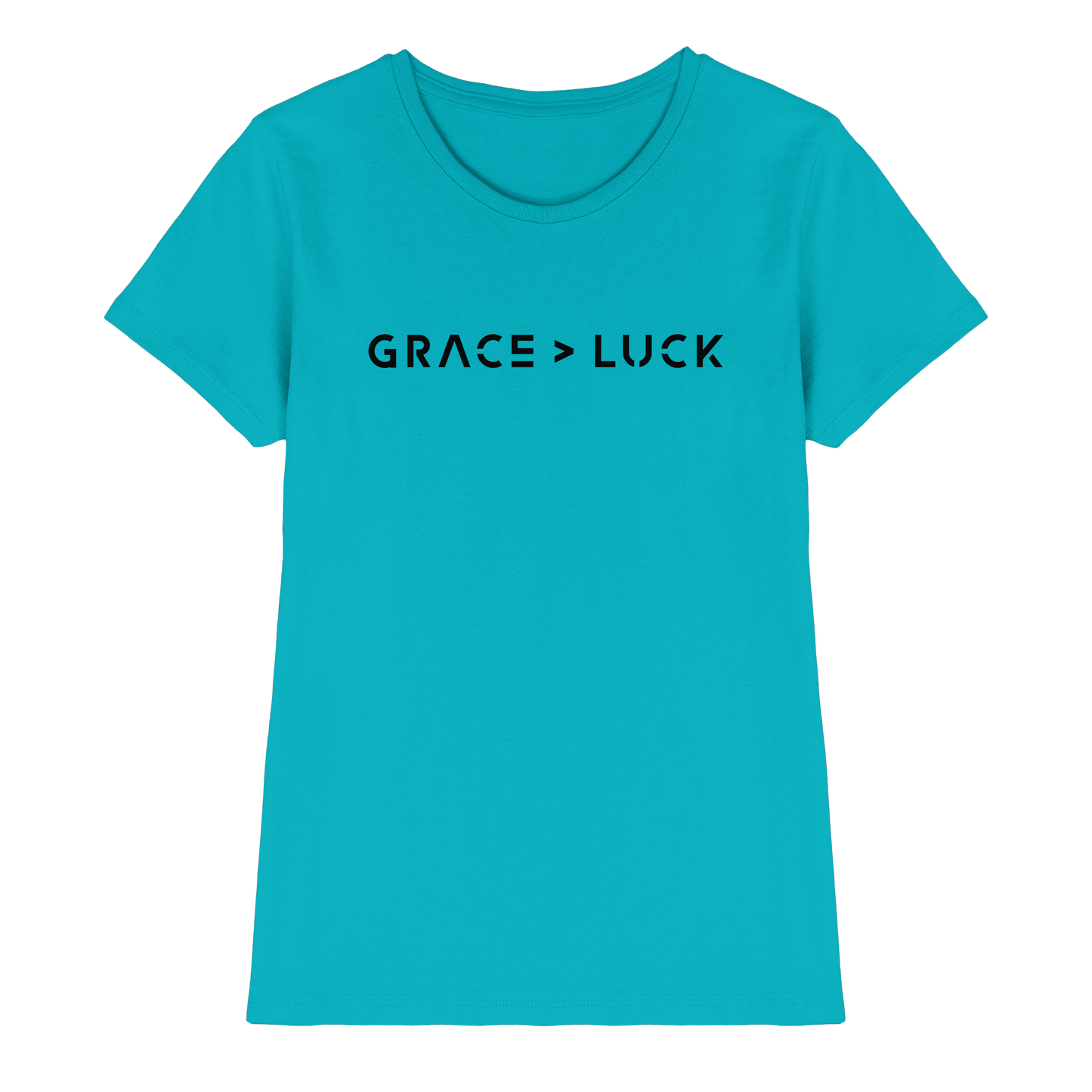 Grace > Luck | Christliches Design über Gottes Gnade - Ladies Premium Shirt - Lady-Shirts - Swimming Pool - GfoitMa