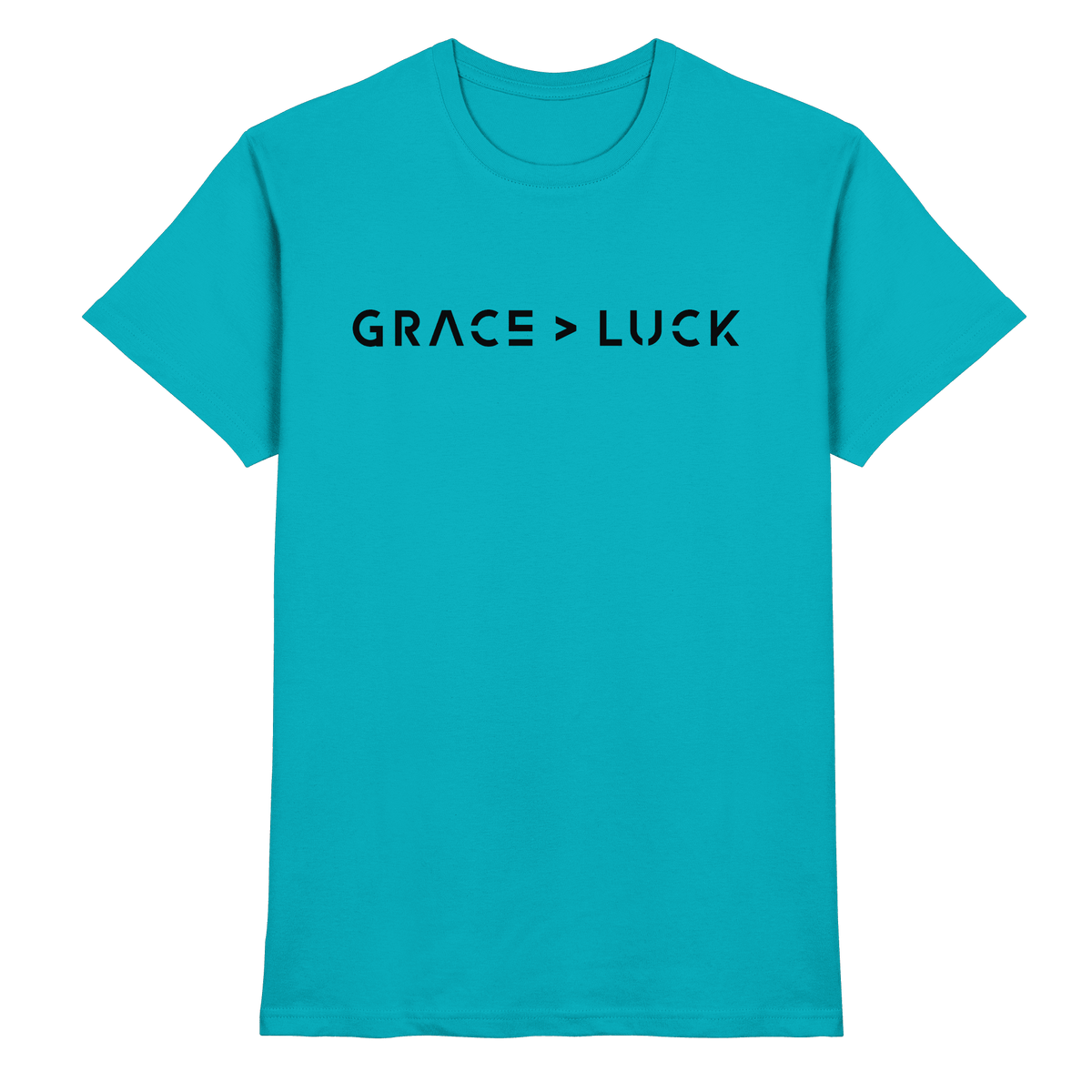 Grace > Luck | Christliches Design über Gottes Gnade - Premium Shirt - Unisex-Shirts - Swimming Pool - GfoitMa