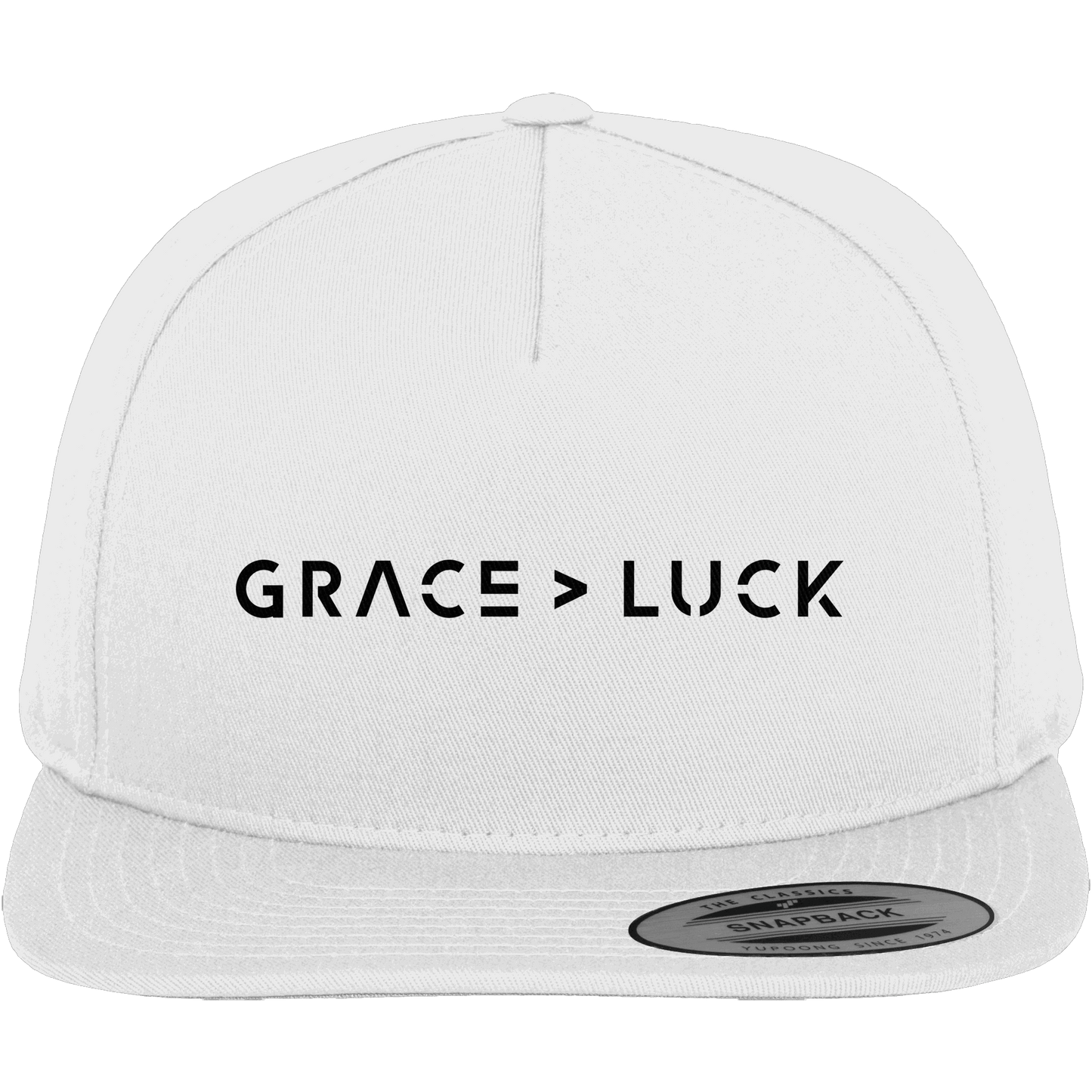Grace > Luck | Christliches Design über Gottes Gnade - Premium Snapback - Kappen & Mützen - White / Green - GfoitMa