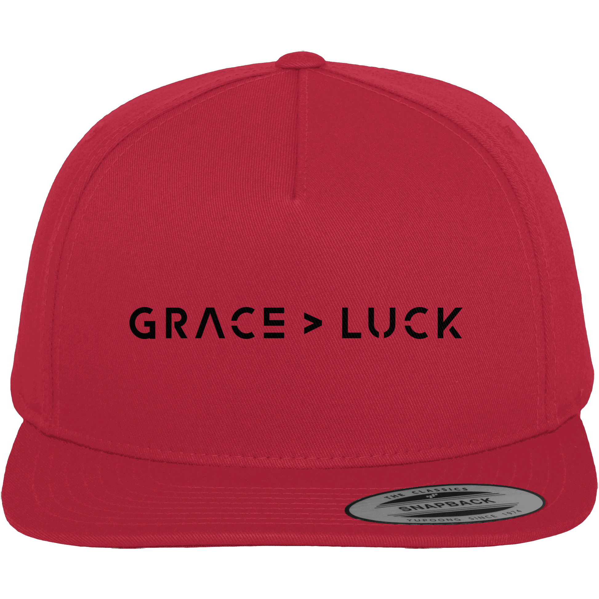 Grace > Luck | Christliches Design über Gottes Gnade - Premium Snapback - Kappen & Mützen - Red / Green - GfoitMa