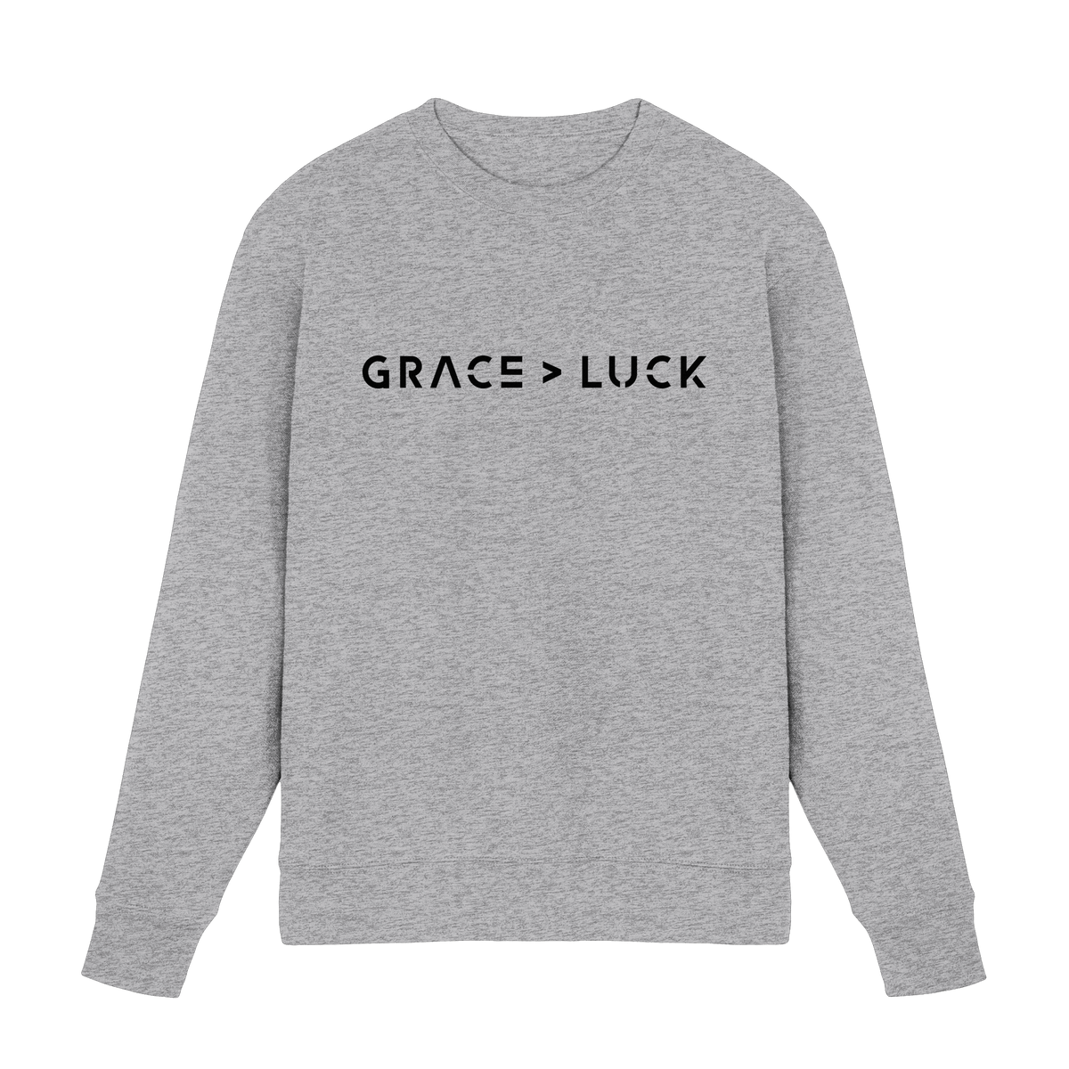 Grace > Luck | Christliches Design über Gottes Gnade - Premium Sweatshirt - Sweatshirts - Heather Grey (meliert) - GfoitMa
