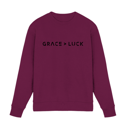 Grace > Luck | Christliches Design über Gottes Gnade - Premium Sweatshirt - Sweatshirts - Burgund - GfoitMa