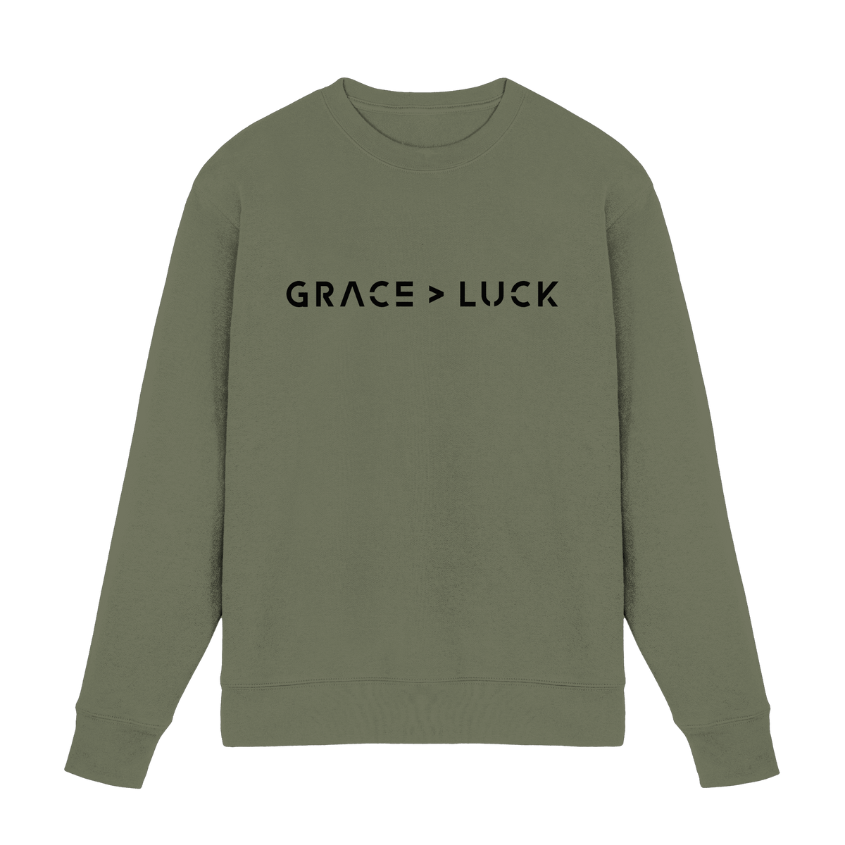 Grace > Luck | Christliches Design über Gottes Gnade - Premium Sweatshirt - Sweatshirts - Classic Olive - GfoitMa