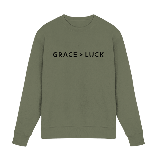 Grace > Luck | Christliches Design über Gottes Gnade - Premium Sweatshirt - Sweatshirts - Classic Olive - GfoitMa