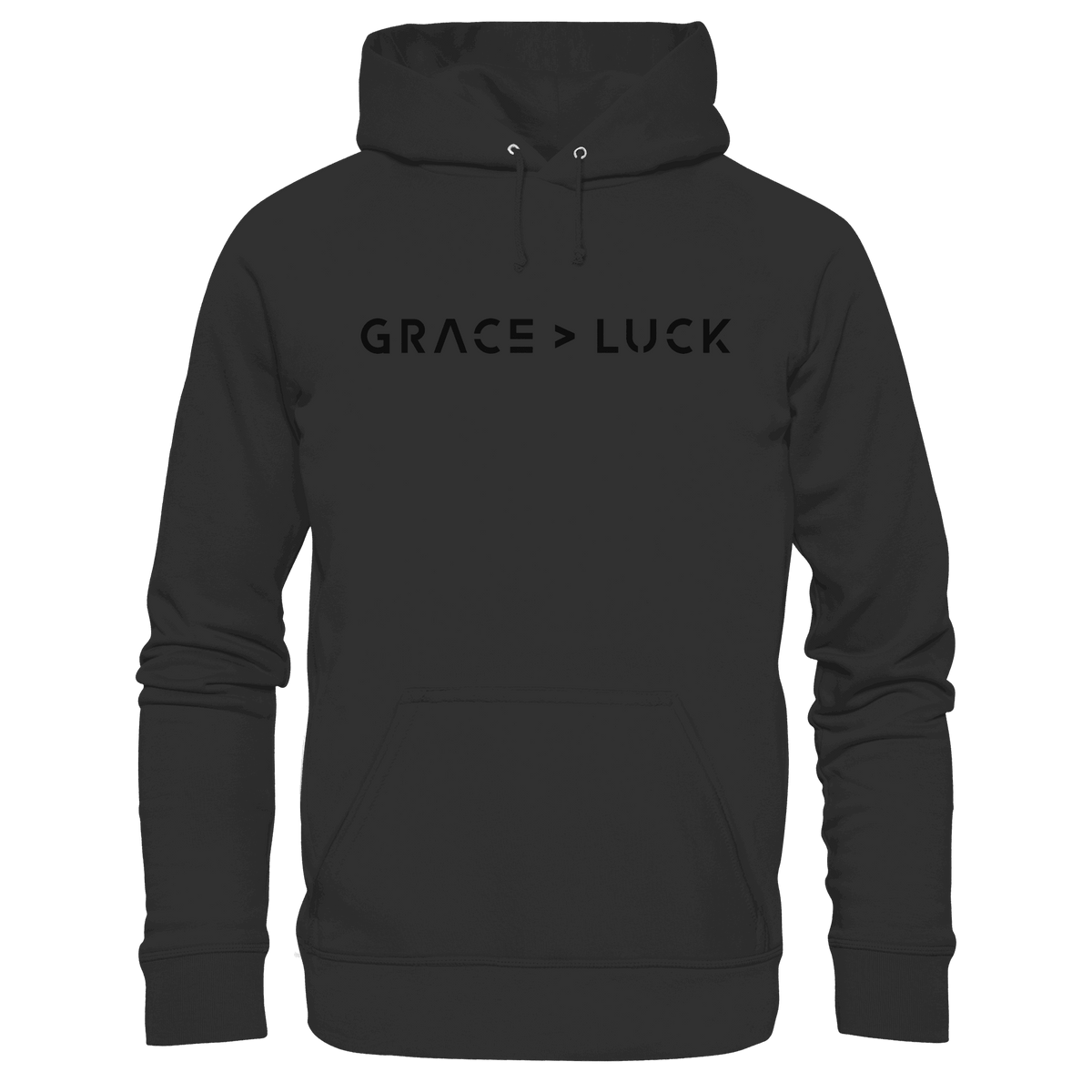 Grace > Luck | Christliches Design über Gottes Gnade - Premium Unisex Hoodie - Hoodies - Black - GfoitMa