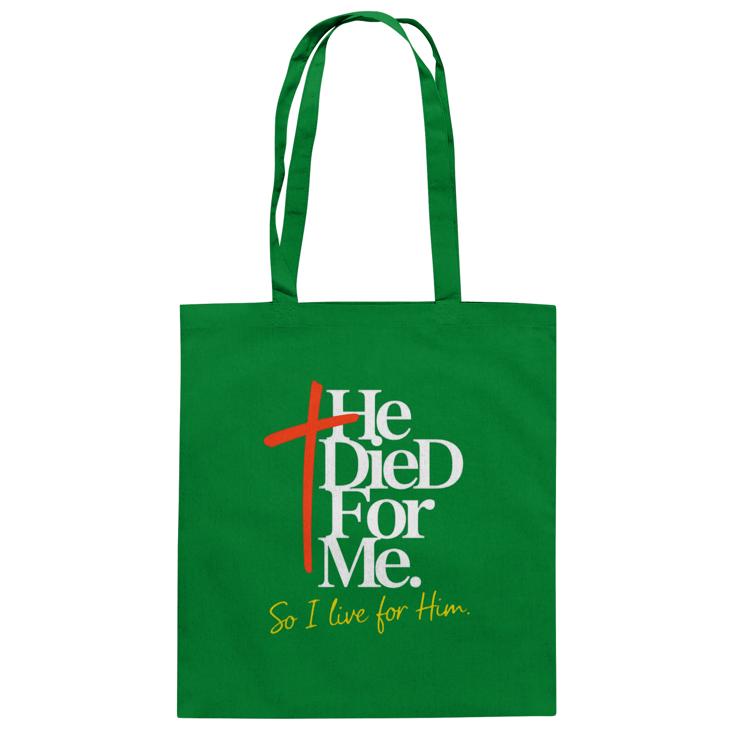 He Died for Me – Christliches Design mit Statement - Baumwolltasche - Taschen - Kelly Green - GfoitMa