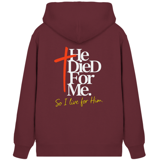 He Died for Me – Christliches Design mit Statement - Organic Zipper - Jacken/ Zipper - Burgundy - GfoitMa
