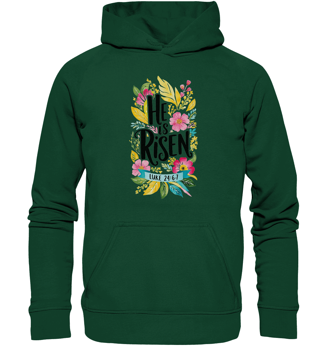He Is Risen – Die Schönheit der Auferstehung (Vorne) | Christliche Kleidung - Kids Premium Hoodie - Kids & Babys - Bottlegreen - GfoitMa