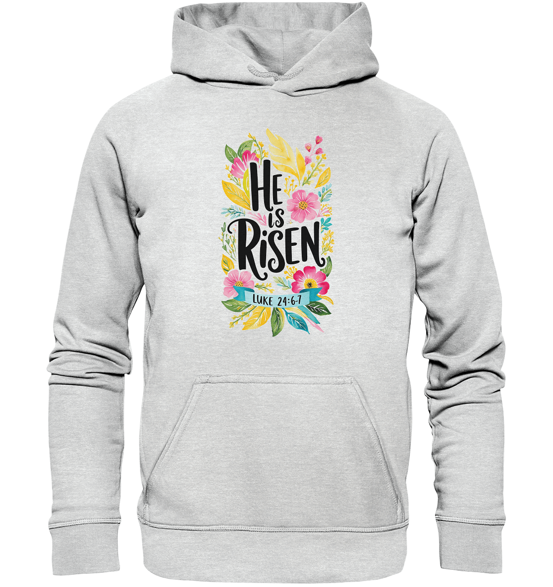 He Is Risen – Die Schönheit der Auferstehung (Vorne) | Christliche Kleidung - Kids Premium Hoodie - Kids & Babys - Heather Grey (meliert) - GfoitMa