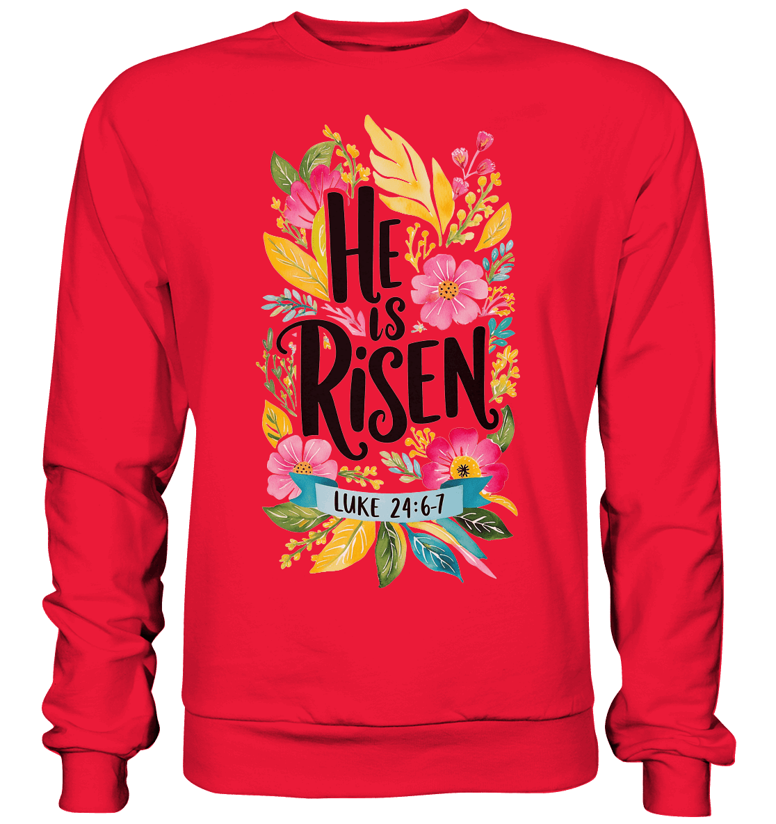 He Is Risen – Die Schönheit der Auferstehung (Vorne) | Christliche Kleidung - Premium Sweatshirt - Sweatshirts - Heather Grey (meliert) - GfoitMa