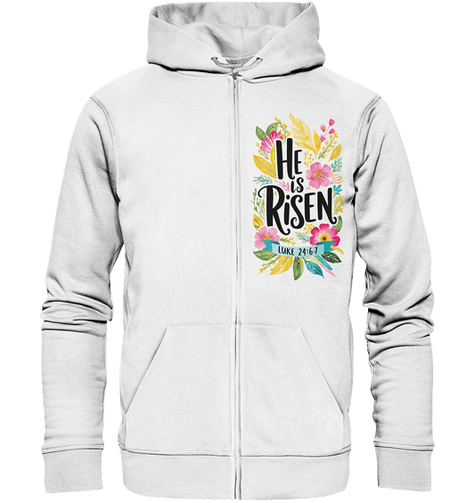 He Is Risen – Die Schönheit der Auferstehung (Vorne) | Christliche Kleidung - Zipper - Jacken/ Zipper - White - GfoitMa