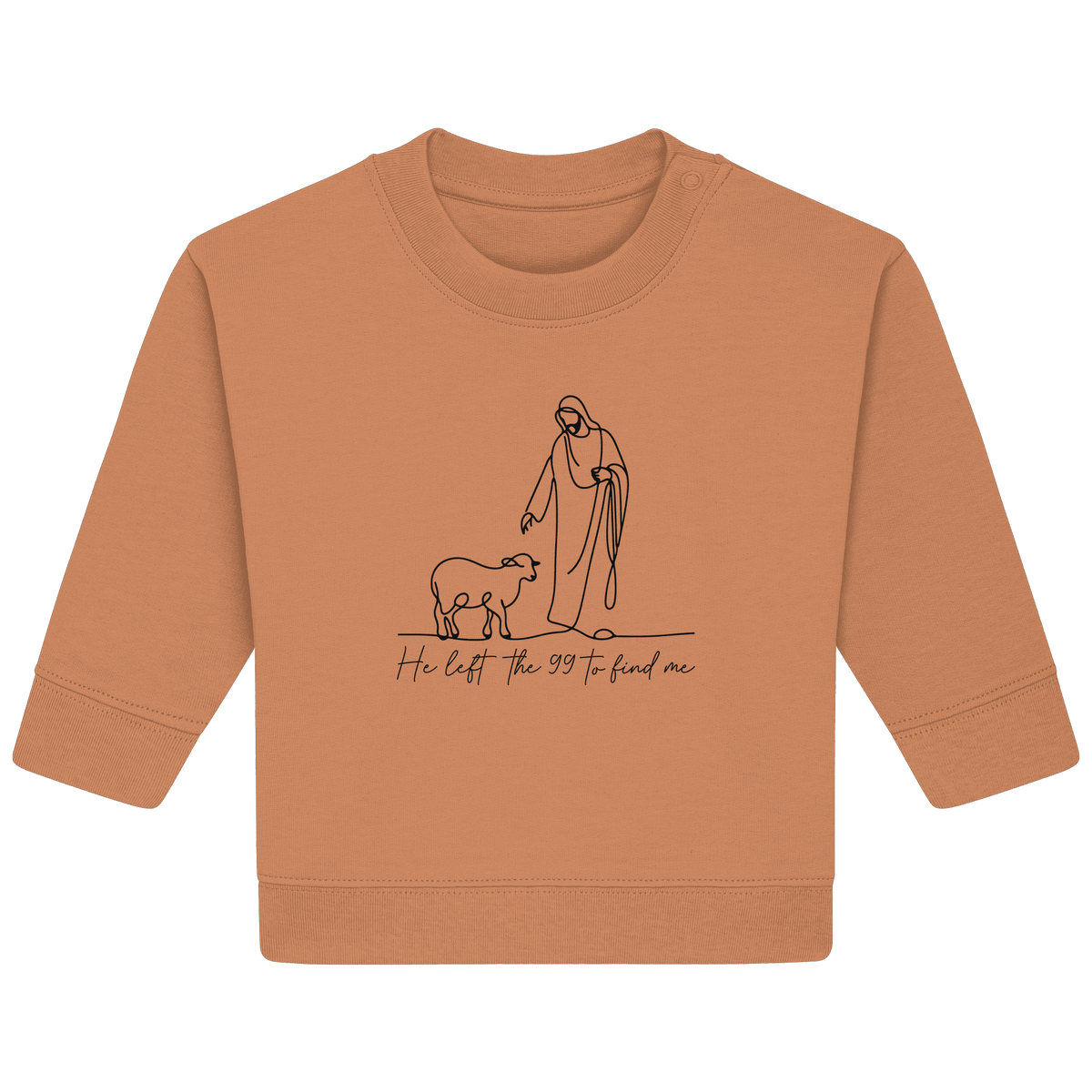 He Left the 99 to Find Me – Kraftvolle Botschaft in minimalistischem Design | Christliche Kleidung - Baby Organic Sweatshirt - Kids & Babys - Heather Grey - GfoitMa