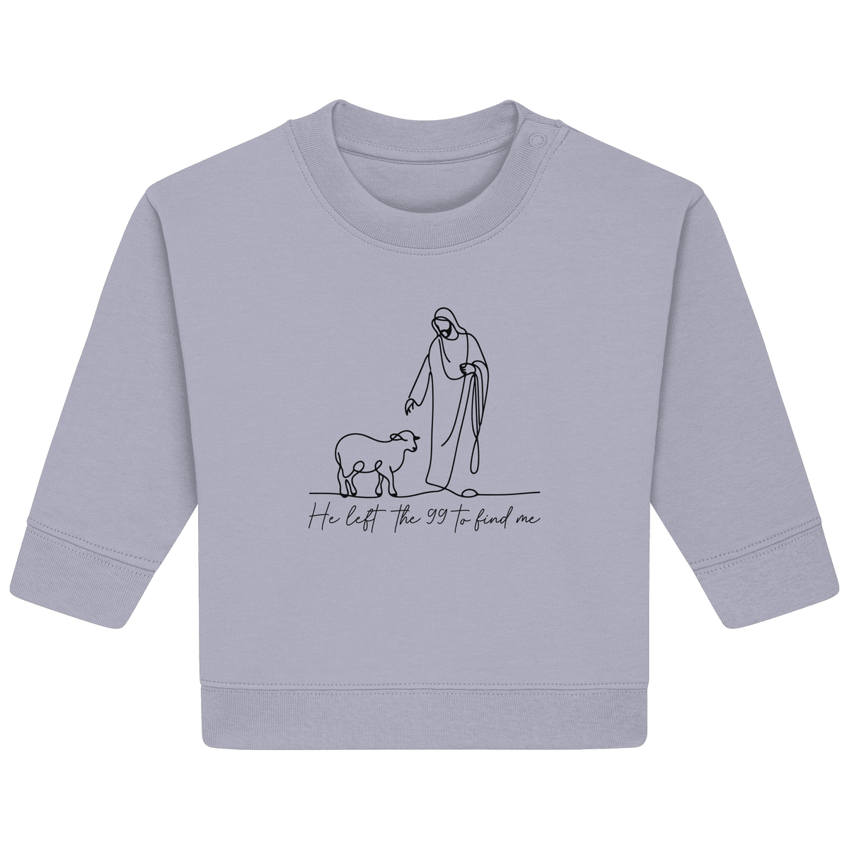 He Left the 99 to Find Me – Kraftvolle Botschaft in minimalistischem Design | Christliche Kleidung - Baby Organic Sweatshirt - Kids & Babys - Heather Grey - GfoitMa