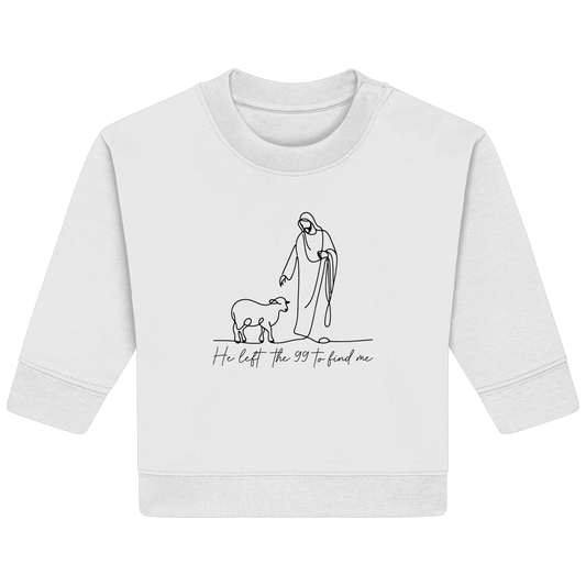 He Left the 99 to Find Me – Kraftvolle Botschaft in minimalistischem Design | Christliche Kleidung - Baby Organic Sweatshirt - Kids & Babys - Natural Raw - GfoitMa