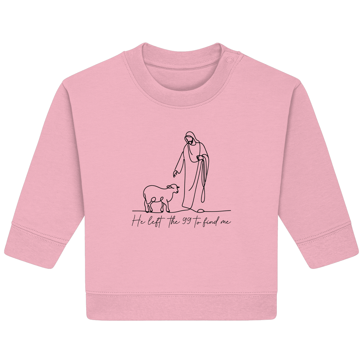 He Left the 99 to Find Me – Kraftvolle Botschaft in minimalistischem Design | Christliche Kleidung - Baby Organic Sweatshirt - Kids & Babys - Natural Raw - GfoitMa