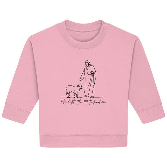 He Left the 99 to Find Me – Kraftvolle Botschaft in minimalistischem Design | Christliche Kleidung - Baby Organic Sweatshirt - Kids & Babys - Natural Raw - GfoitMa
