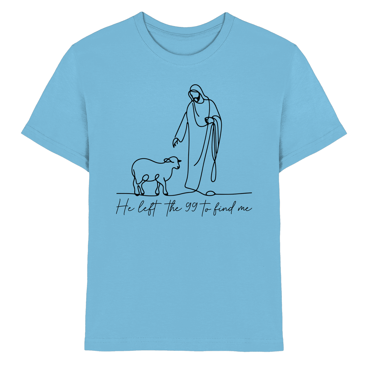 He Left the 99 to Find Me – Kraftvolle Botschaft in minimalistischem Design | Christliche Kleidung - Kids Premium Shirt - Kids & Babys - Sky Blue - GfoitMa