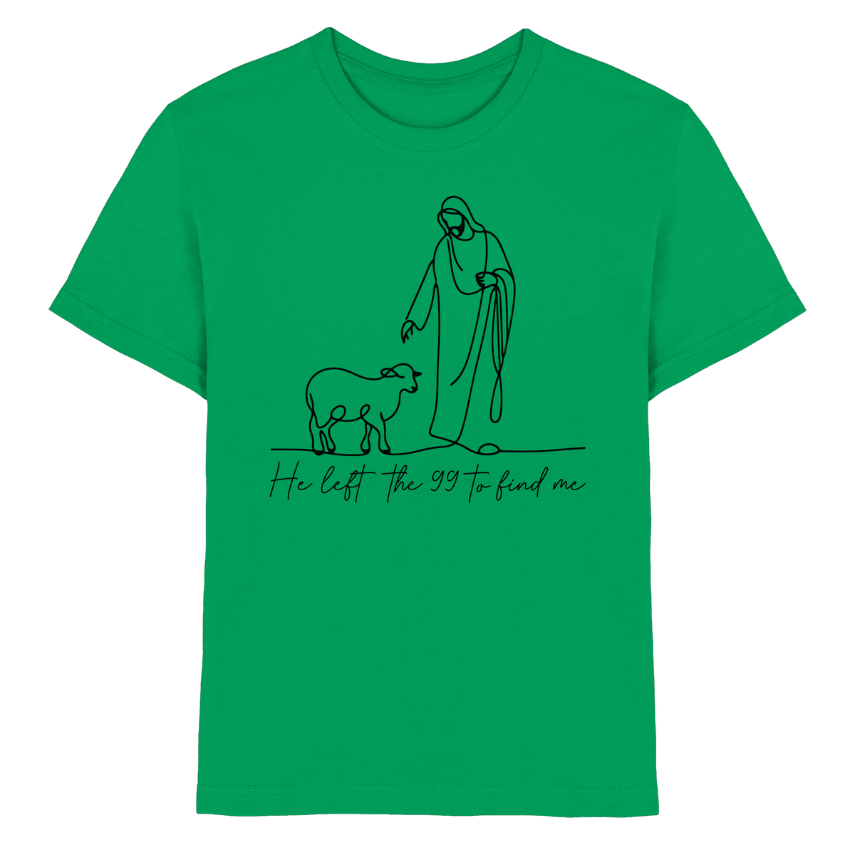He Left the 99 to Find Me – Kraftvolle Botschaft in minimalistischem Design | Christliche Kleidung - Kids Premium Shirt - Kids & Babys - Kelly Green - GfoitMa