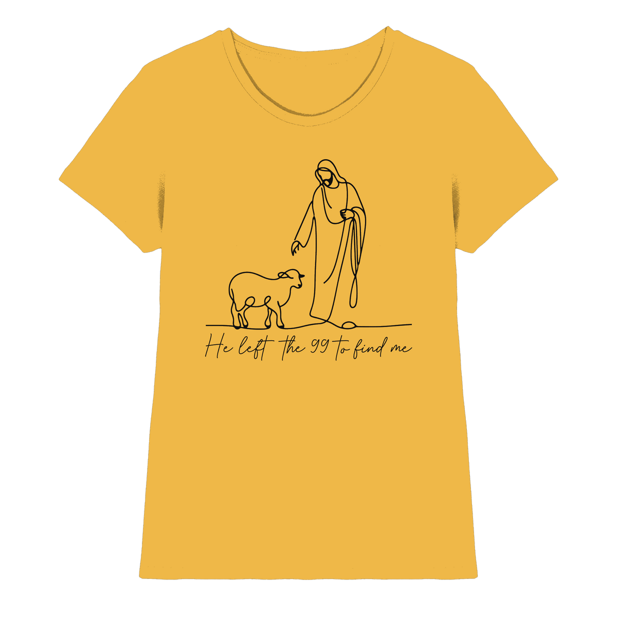 He Left the 99 to Find Me – Kraftvolle Botschaft in minimalistischem Design | Christliche Kleidung - Ladies Premium Shirt - Lady-Shirts - Gold - GfoitMa