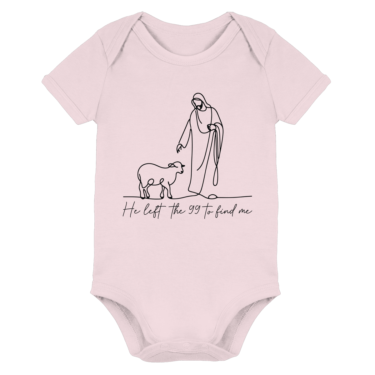 He Left the 99 to Find Me – Kraftvolle Botschaft in minimalistischem Design | Christliche Kleidung - Organic Baby Bodysuit - Kids & Babys - Powder Pink - GfoitMa