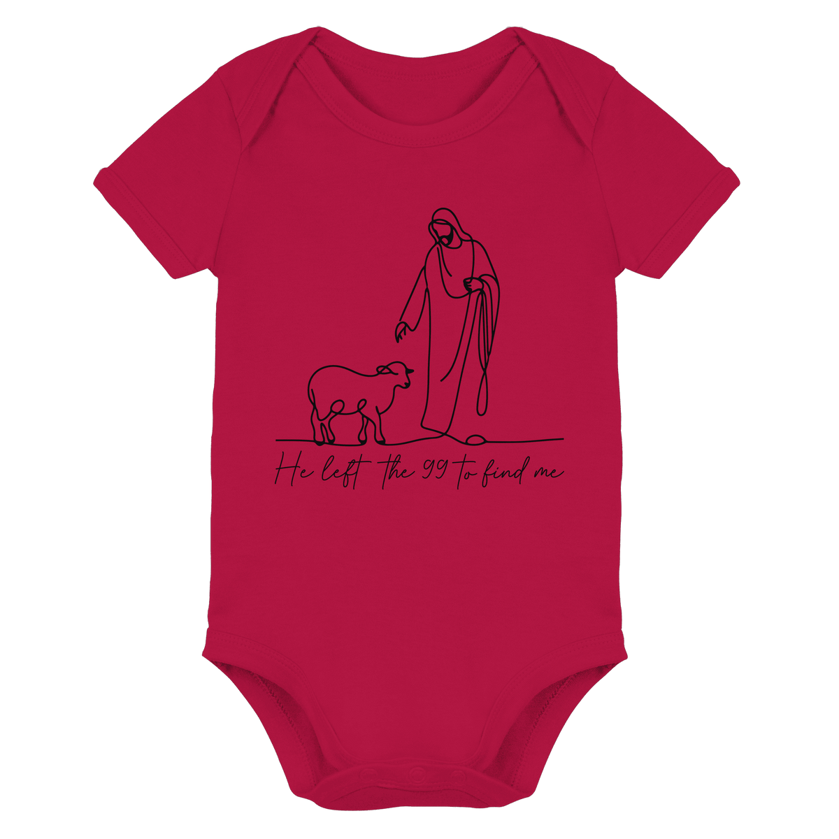 He Left the 99 to Find Me – Kraftvolle Botschaft in minimalistischem Design | Christliche Kleidung - Organic Baby Bodysuit - Kids & Babys - Red - GfoitMa