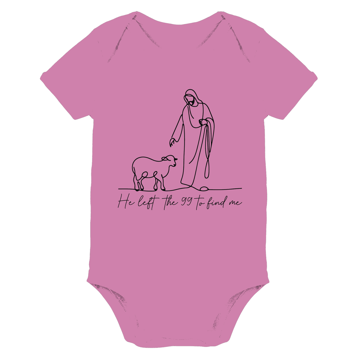 He Left the 99 to Find Me – Kraftvolle Botschaft in minimalistischem Design | Christliche Kleidung - Organic Baby Bodysuit - Kids & Babys - Bubble Gum Pink - GfoitMa