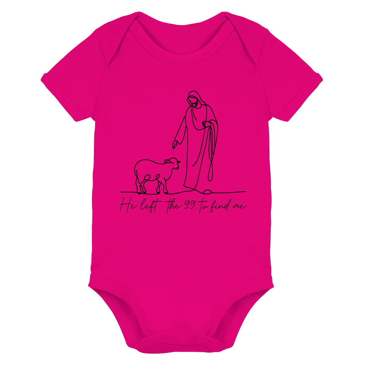 He Left the 99 to Find Me – Kraftvolle Botschaft in minimalistischem Design | Christliche Kleidung - Organic Baby Bodysuit - Kids & Babys - Fuchsia Organic - GfoitMa