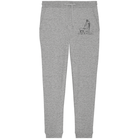 He Left the 99 to Find Me – Kraftvolle Botschaft in minimalistischem Design | Christliche Kleidung - Organic Jogger Pants - Hosen - Heather Grey - GfoitMa