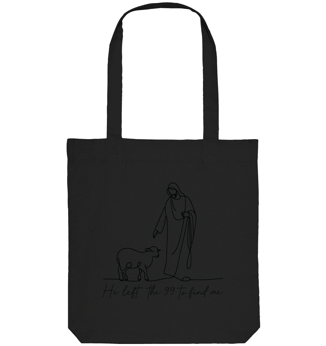 He Left the 99 to Find Me – Kraftvolle Botschaft in minimalistischem Design | Christliche Kleidung - Organic Tote-Bag - Taschen - Black - GfoitMa