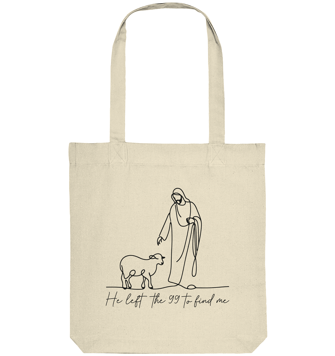 He Left the 99 to Find Me – Kraftvolle Botschaft in minimalistischem Design | Christliche Kleidung - Organic Tote-Bag - Taschen - Natural - GfoitMa