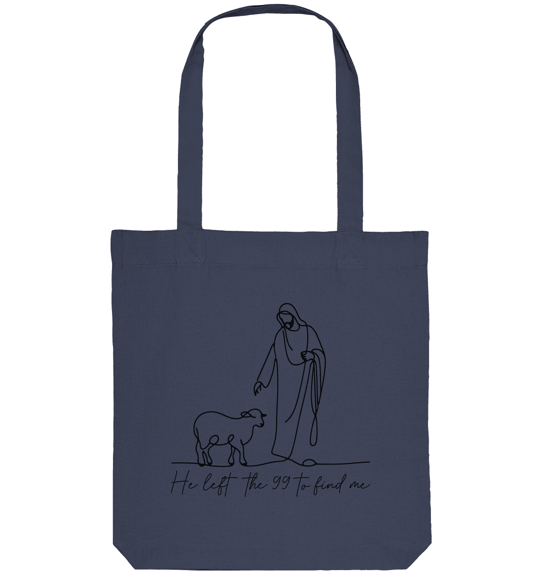 He Left the 99 to Find Me – Kraftvolle Botschaft in minimalistischem Design | Christliche Kleidung - Organic Tote-Bag - Taschen - Midnight Blue - GfoitMa
