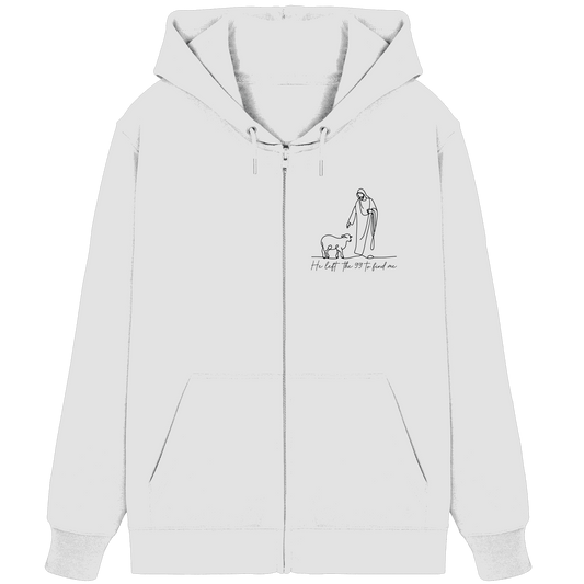 He Left the 99 to Find Me – Kraftvolle Botschaft in minimalistischem Design | Christliche Kleidung - Organic Zipper - Jacken/ Zipper - White - GfoitMa