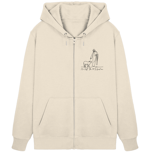 He Left the 99 to Find Me – Kraftvolle Botschaft in minimalistischem Design | Christliche Kleidung - Organic Zipper - Jacken/ Zipper - Natural Raw - GfoitMa