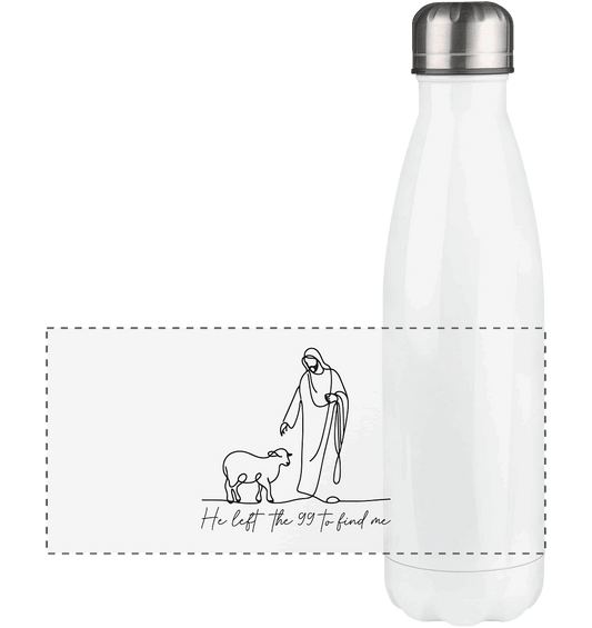 He Left the 99 to Find Me – Kraftvolle Botschaft in minimalistischem Design | Christliche Kleidung - Panorama Thermoflasche 500ml - Trinkgefäße - White - GfoitMa