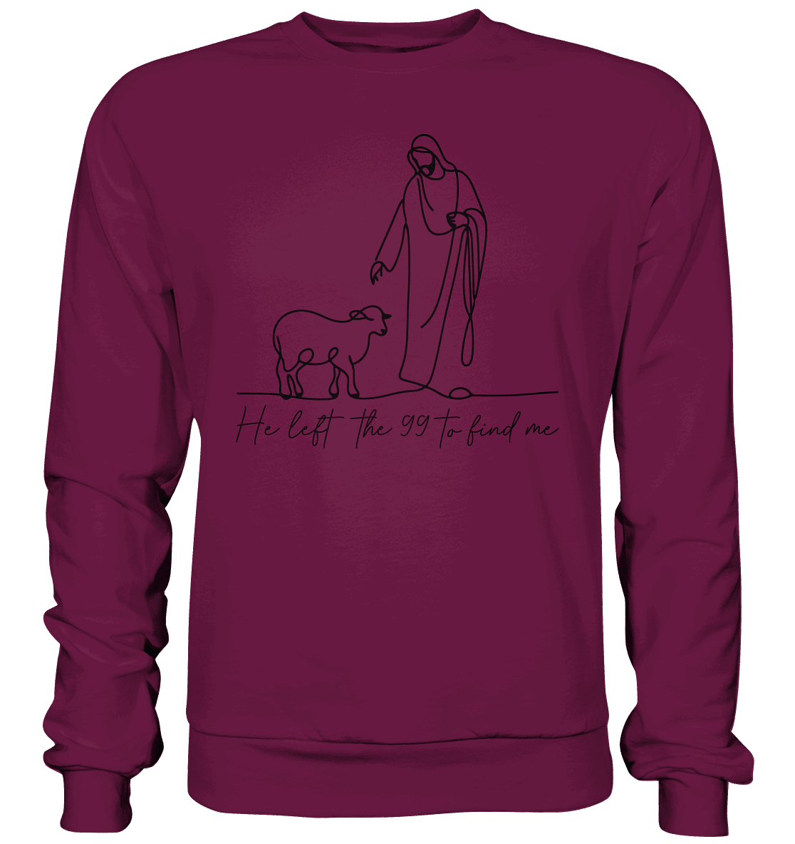 He Left the 99 to Find Me – Kraftvolle Botschaft in minimalistischem Design | Christliche Kleidung - Premium Sweatshirt - Sweatshirts - Burgund - GfoitMa