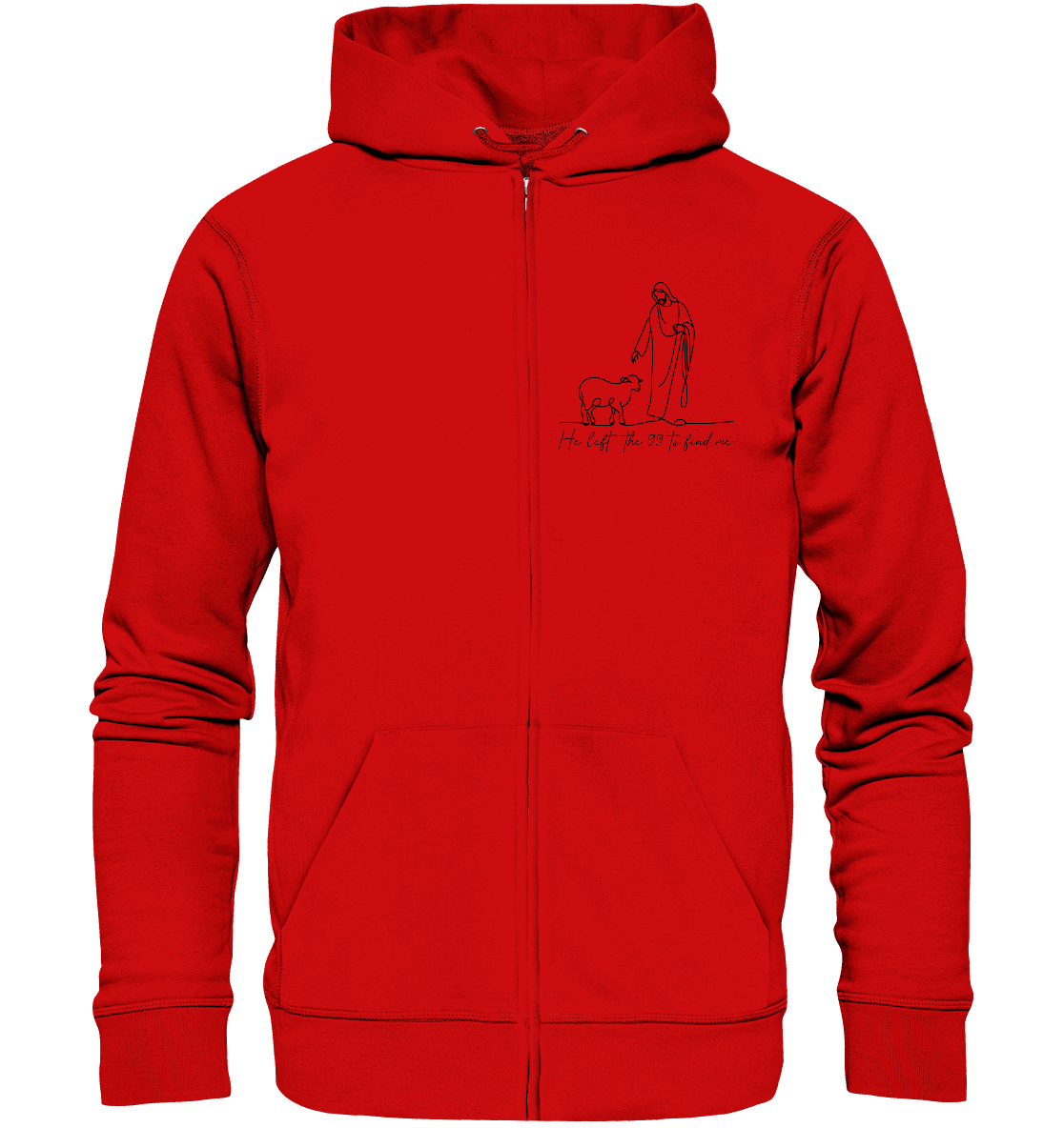 He Left the 99 to Find Me – Kraftvolle Botschaft in minimalistischem Design | Christliche Kleidung - Zipper - Jacken/ Zipper - Red - GfoitMa