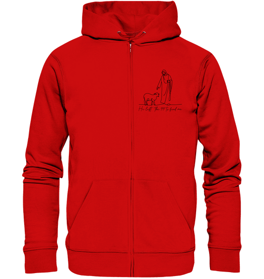 He Left the 99 to Find Me – Kraftvolle Botschaft in minimalistischem Design | Christliche Kleidung - Zipper - Jacken/ Zipper - Red - GfoitMa