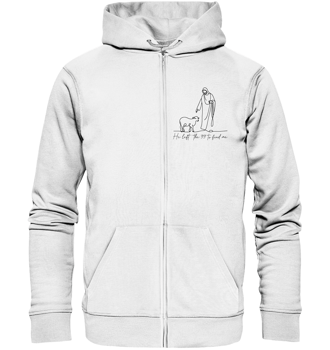 He Left the 99 to Find Me – Kraftvolle Botschaft in minimalistischem Design | Christliche Kleidung - Zipper - Jacken/ Zipper - White - GfoitMa