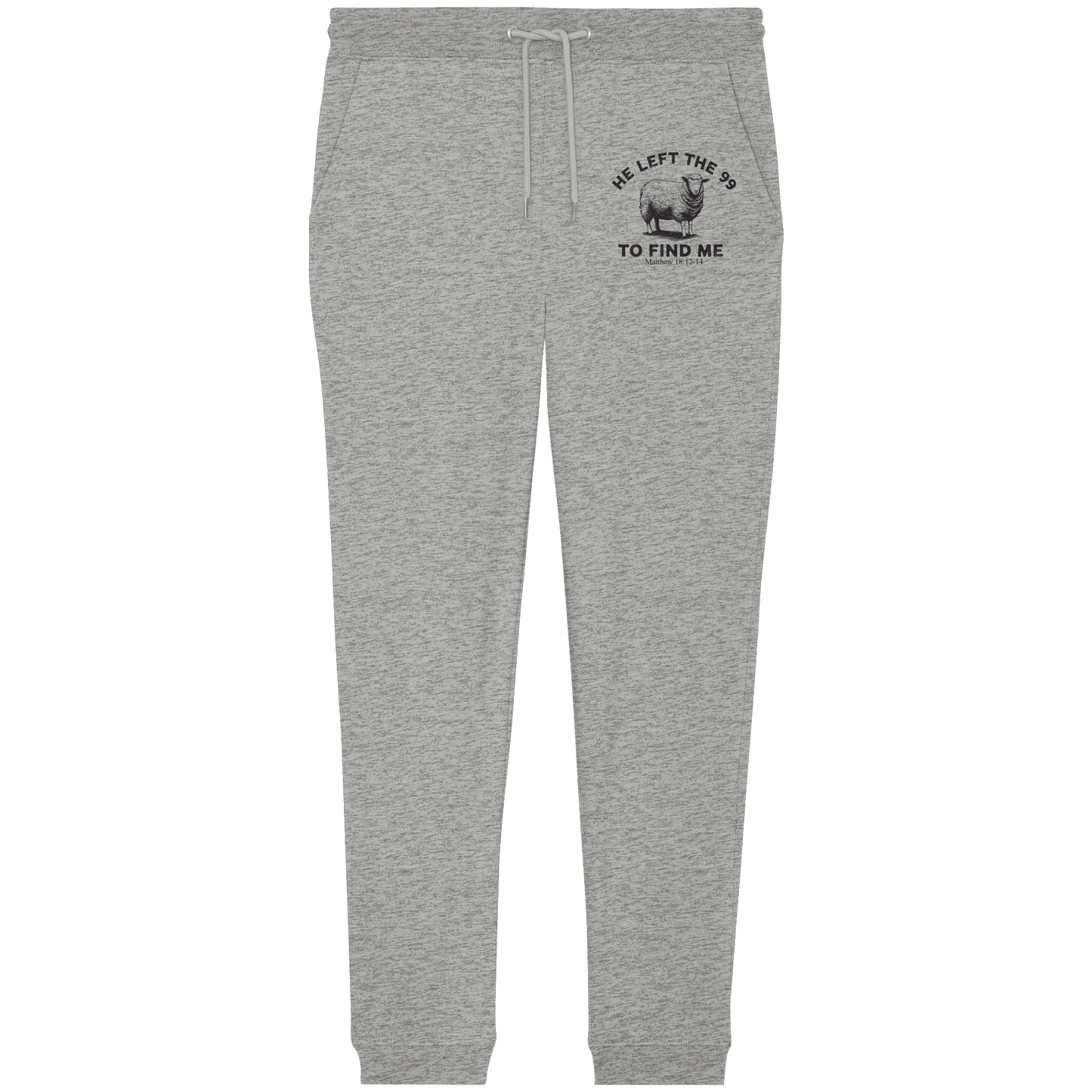 He Left the 99 to Find Me | Persönliches Glaubensbekenntnis - Organic Jogger Pants - Hosen - Heather Grey - GfoitMa