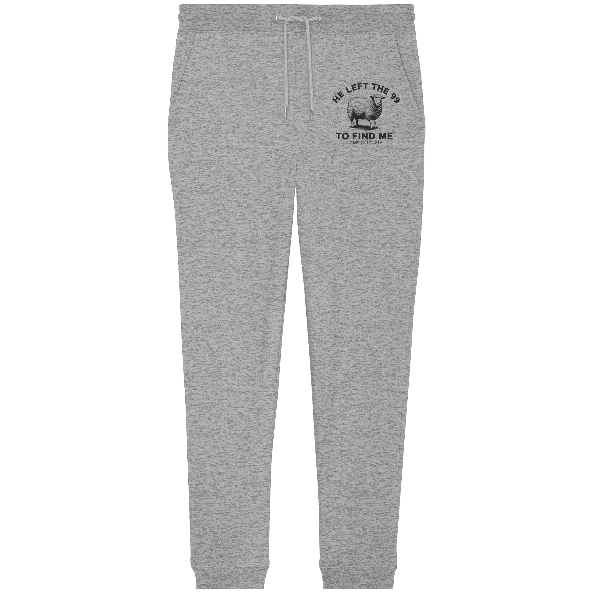 He Left the 99 to Find Me | Persönliches Glaubensbekenntnis - Organic Jogger Pants - Hosen - Heather Grey - GfoitMa