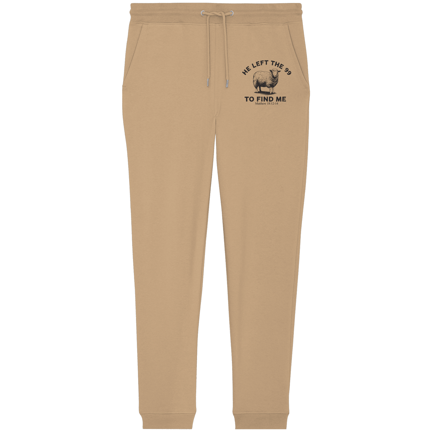 He Left the 99 to Find Me | Persönliches Glaubensbekenntnis - Organic Jogger Pants - Hosen - Latte - GfoitMa