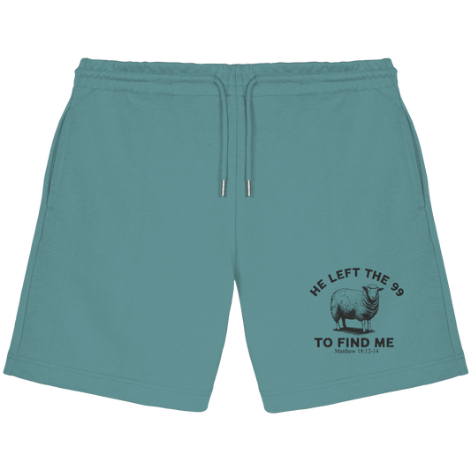 He Left the 99 to Find Me | Persönliches Glaubensbekenntnis - Organic Jogger Shorts - Hosen - Teal Monstera - GfoitMa