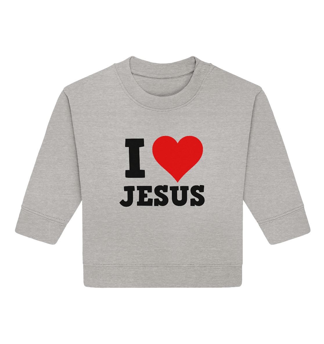 I Love Jesus - Baby Organic Sweatshirt - Kids & Babys - Heather Grey - GfoitMa