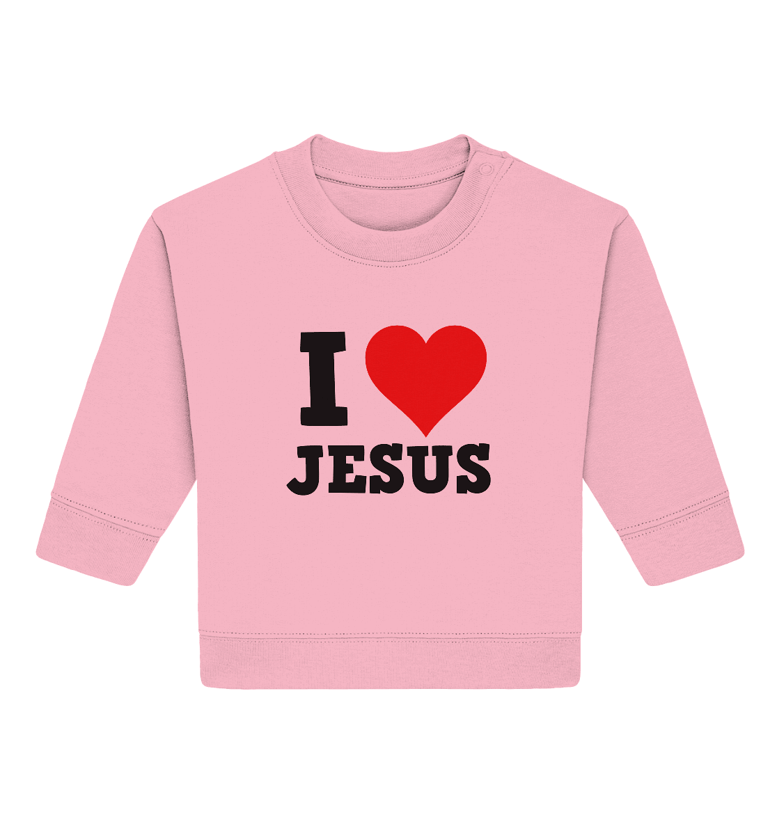 I Love Jesus - Baby Organic Sweatshirt - Kids & Babys - Cotton Pink - GfoitMa