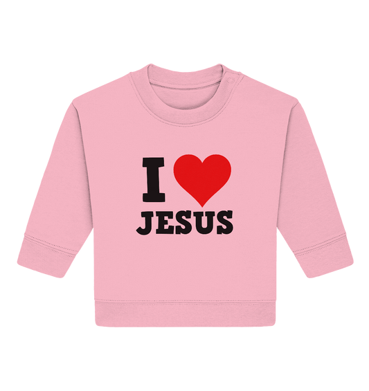 I Love Jesus - Baby Organic Sweatshirt - Kids & Babys - Cotton Pink - GfoitMa