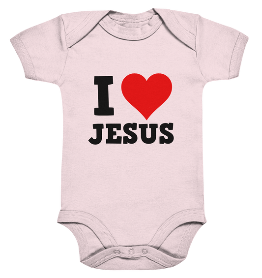 I Love Jesus - Organic Baby Bodysuite - Kids & Babys - Powder Pink - GfoitMa