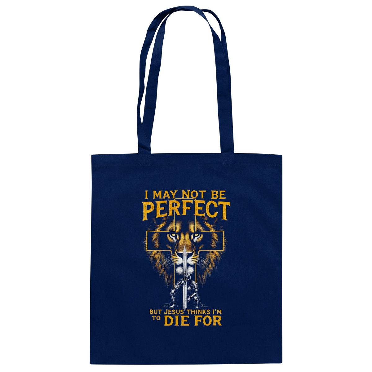 I May Not Be Perfect, But Jesus Thinks I’m to Die For | Christliches Design mit Botschaft der Gnade - Baumwolltasche - Taschen - French Navy - GfoitMa