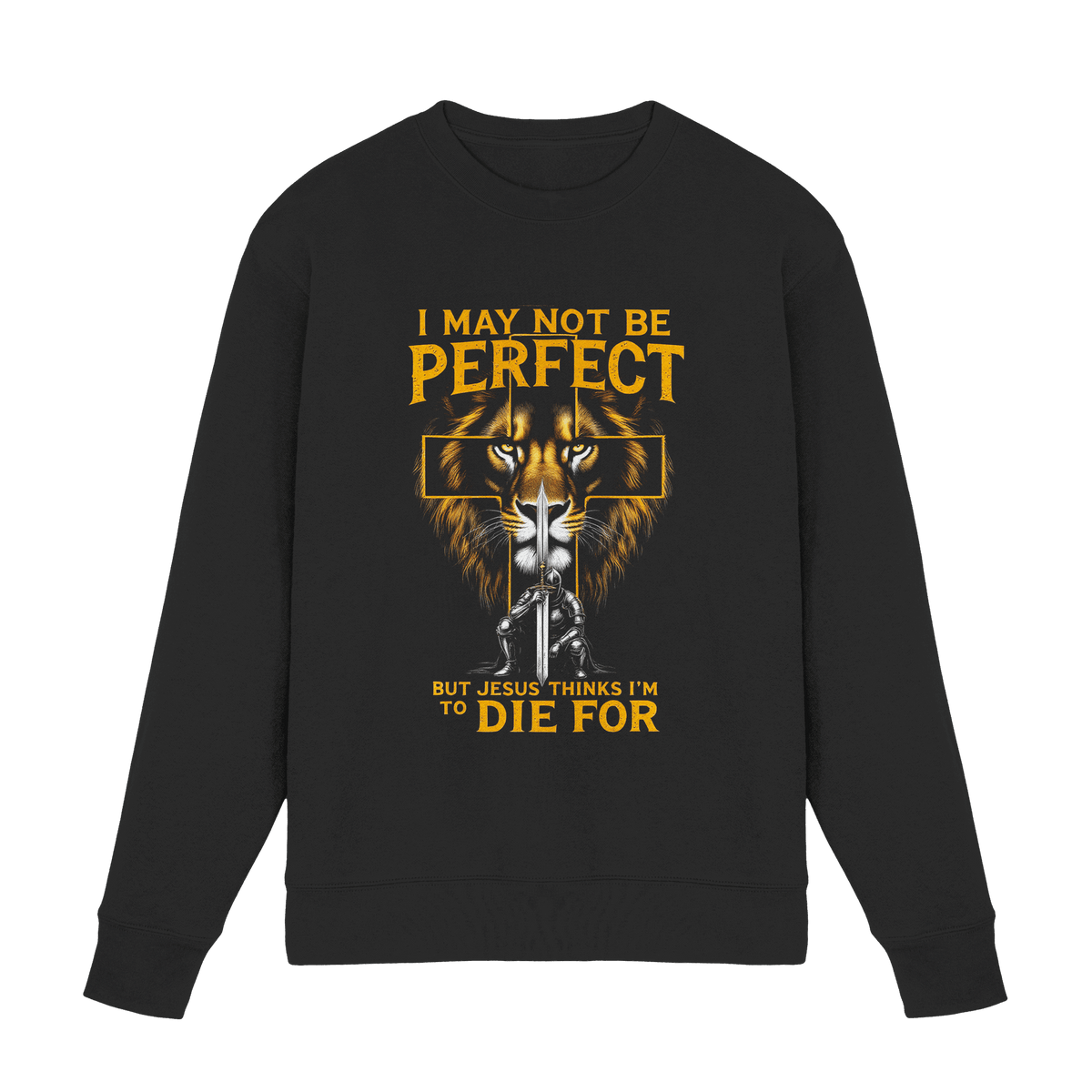 I May Not Be Perfect, But Jesus Thinks I’m to Die For | Christliches Design mit Botschaft der Gnade - Premium Sweatshirt - Sweatshirts - Black - GfoitMa