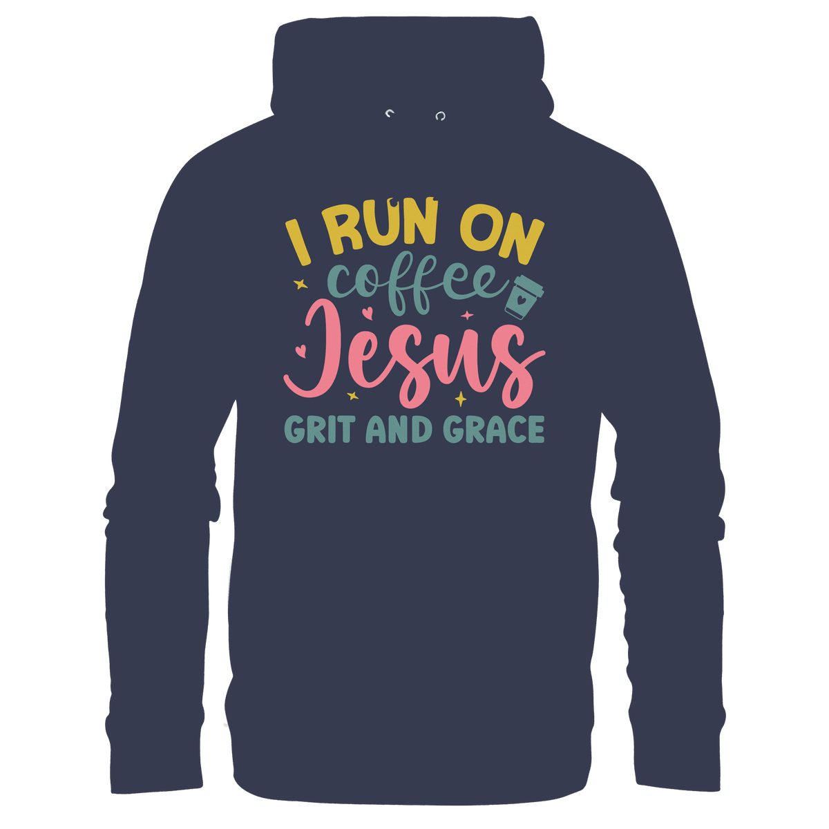 I run on coffee, Jesus, grit and grace | Christliche Produkte - Premium Unisex Hoodie - Hoodies - Deep Navy - GfoitMa